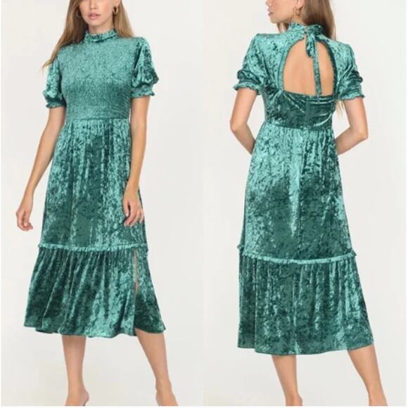 Adelyn Rae Sully Smocked Dress Velvet Midi Open Back NWT Size Extra Large - Picture 1 of 10